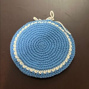 Handcrafted Set of 2 Blue and White Crochet Hotpads
